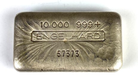 RARE EARLY LOAF Engelhard 10 oz .999 Fine Silver Ingot/Bar
