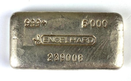 RARE Engelhard 5 oz .999 Silver Ingot/Bar