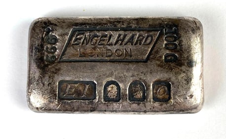 RARE Engelhard London 100 gram .999 Silver Ingot/Bar