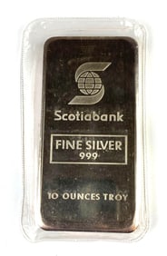 RARE Johnson Matthey Scotiabank 10 oz .999 Fine Silver Ingot/Bar