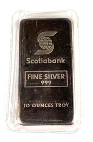 RARE Johnson Matthey Scotiabank 10 oz .999 Fine Silver Ingot/Bar