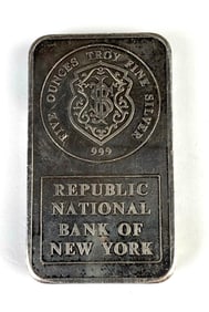 Johnson Matthey Assayers & Refiners 5 oz .999 Fine Silver Ingot/Bar