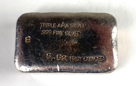 Triple AAA Sliver 5 oz .999 Silver Ingot/Bar
