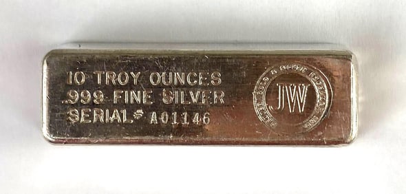 JW 10 oz .999 Fine Silver Ingot/Bar