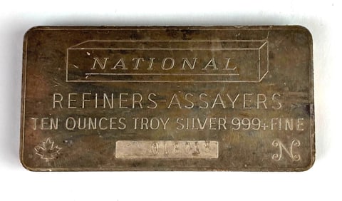 National 10 oz .999 Fine Silver Ingot/Bar