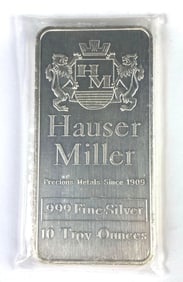 Hauser Miller 10 oz .999 Fine Silver Ingot/Bar