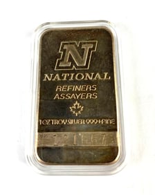 National 1 oz .999 Fine Silver Ingot/Bar