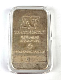 National 1 oz .999 Fine Silver Ingot/Bar