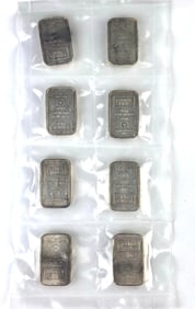 Group of 8 1981 U.S. V.I Ingot Co. 1 oz .999 Fine Silver Ingot/Bars