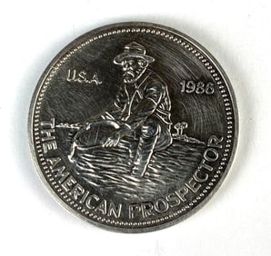 1986 Engelhard The American Prospector 1 oz .999 Fine Silver Round