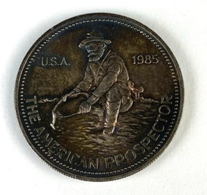 1985 Engelhard The American Prospector 1 oz .999 Fine Silver Round