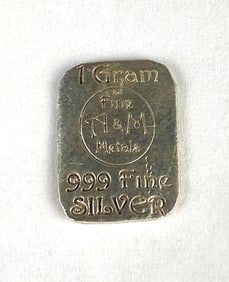 Fine Metals 1 Gram .999 Silver Ingot/Bar