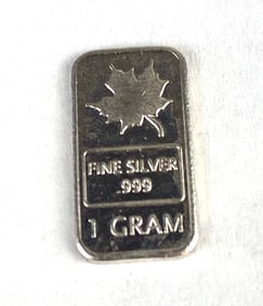Maple 1 Gram .999 Fine Silver Ingot/Bar