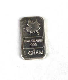 Maple 1 Gram .999 Fine Silver Ingot/Bar