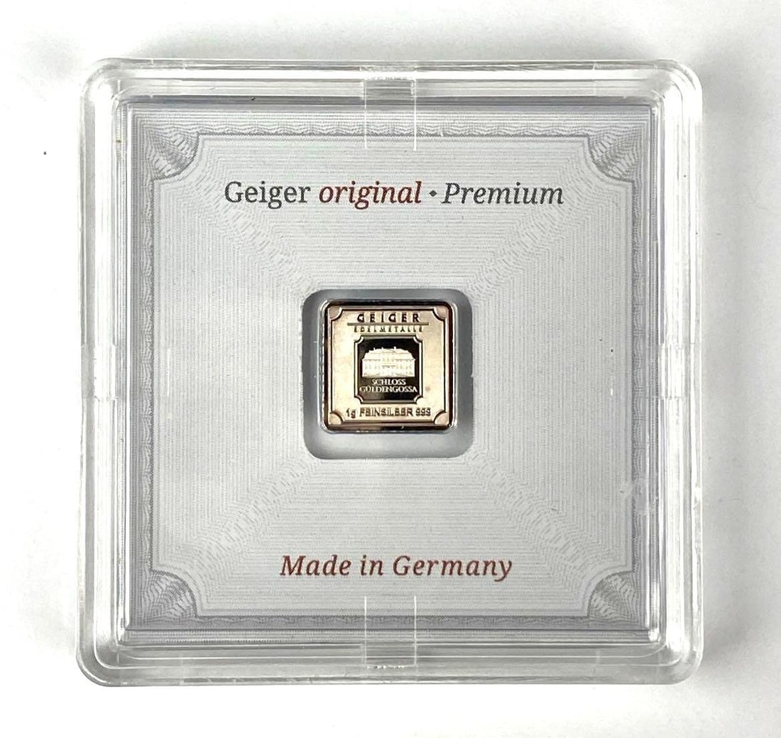 Geiger Edelmetalle Schloss Guldengossa 1 Gram .999 Fine Silver Ingot/ Bar (1 of 2)