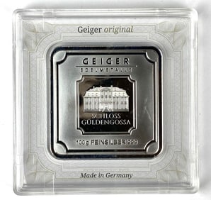 Geiger Edelmetalle Schloss Guldengossa 100 Grams .999 Fine Silver Ingot/ Bar