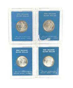 Group of 4 New Orleans Minted US Morgan Silver Dollars