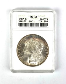 1887 US Morgan Silver Dollar ANACS Graded MS63