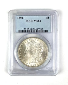 1898 US Morgan Silver Dollar PCGS Graded MS64