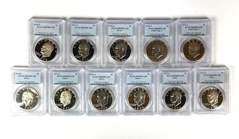 Group of 11 US Eisenhower Dollars PCGS Graded
