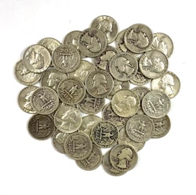 Group of 40 US Washington Silver Quarters