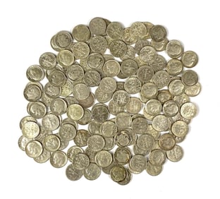 Group of 132 US Roosevelt Silver Dimes