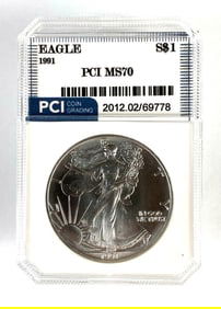 PCI Graded 1991 U.S. $1 Silver Eagle MS70