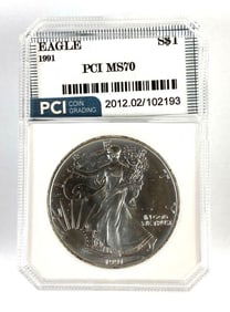 PCI Graded 1991 U.S. $1 Silver Eagle MS70