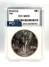 PCI Graded 1988 U.S. $1 Silver Eagle MS70