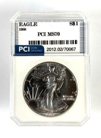 PCI Graded 1988 U.S. $1 Silver Eagle MS70