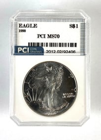 PCI Graded 1990 U.S. $1 Silver Eagle MS70
