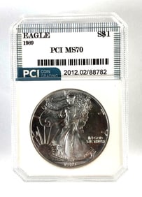 PCI Graded 1989 U.S. $1 Silver Eagle MS70