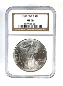 NGC Graded 1995 U.S. $1 Silver Eagle MS69