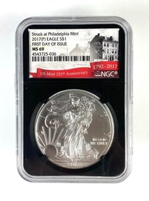 NGC Graded 2017 U.S. $1 Silver Eagle MS69