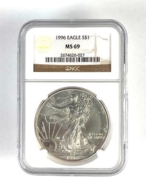 NGC Graded 1996 U.S. $1 Silver Eagle MS69