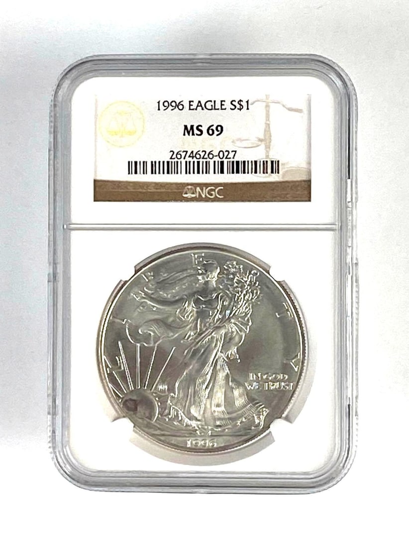NGC Graded 1996 U.S. $1 Silver Eagle MS69 (1 of 2)