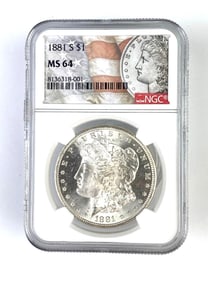 NGC Graded 1881 S US Morgan Silver Dollar MS64