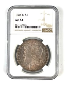 NGC Graded 1884 O US Morgan Silver Dollar MS64