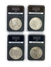 Group of 4 PCS US Peace Dollars