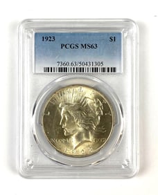 PCGS Graded 1923 US Peace Dollar MS63