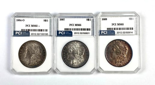 Group of 3 PCI Graded US Morgan Silver Dollar MS65