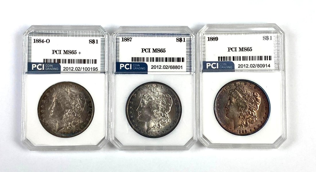 Group of 3 PCI Graded US Morgan Silver Dollar MS65 (1 of 2)