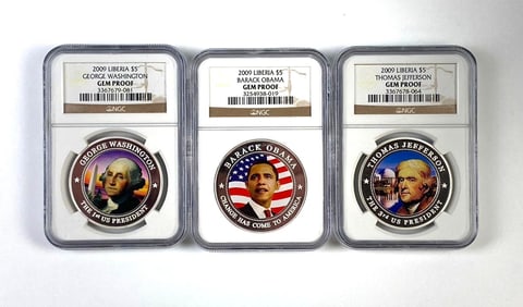 Group of 3 NGC Graded 2009 US Liberia $5 Gem Proof