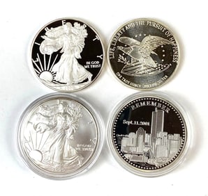 Group of 4 US Walking Liberty Silver Dollar and more