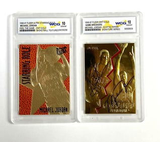 Group of 2 WCG Graded 1996-97 Fleer Michael Jordan Rookie Black 23KT Gold Limited Edition