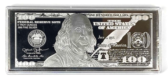 2017 APMEX $100 4 oz .999 Fine Silver Proof Certificate