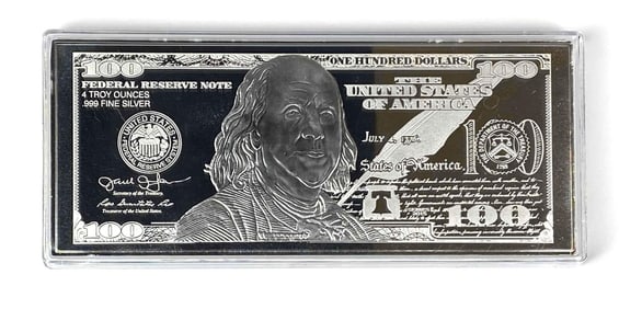 2015 APMEX $100 4 oz .999 Fine Silver Proof Certificate