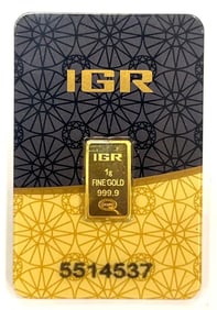 IGR 1 Gram .999 Fine Gold Ingot/Bar