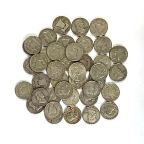 Group of 40 US Franklin Silver Half Dollars