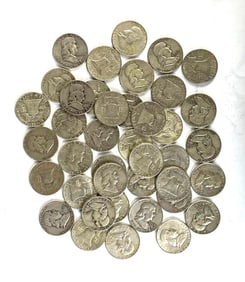 Group of 40 US Franklin Silver Half Dollars